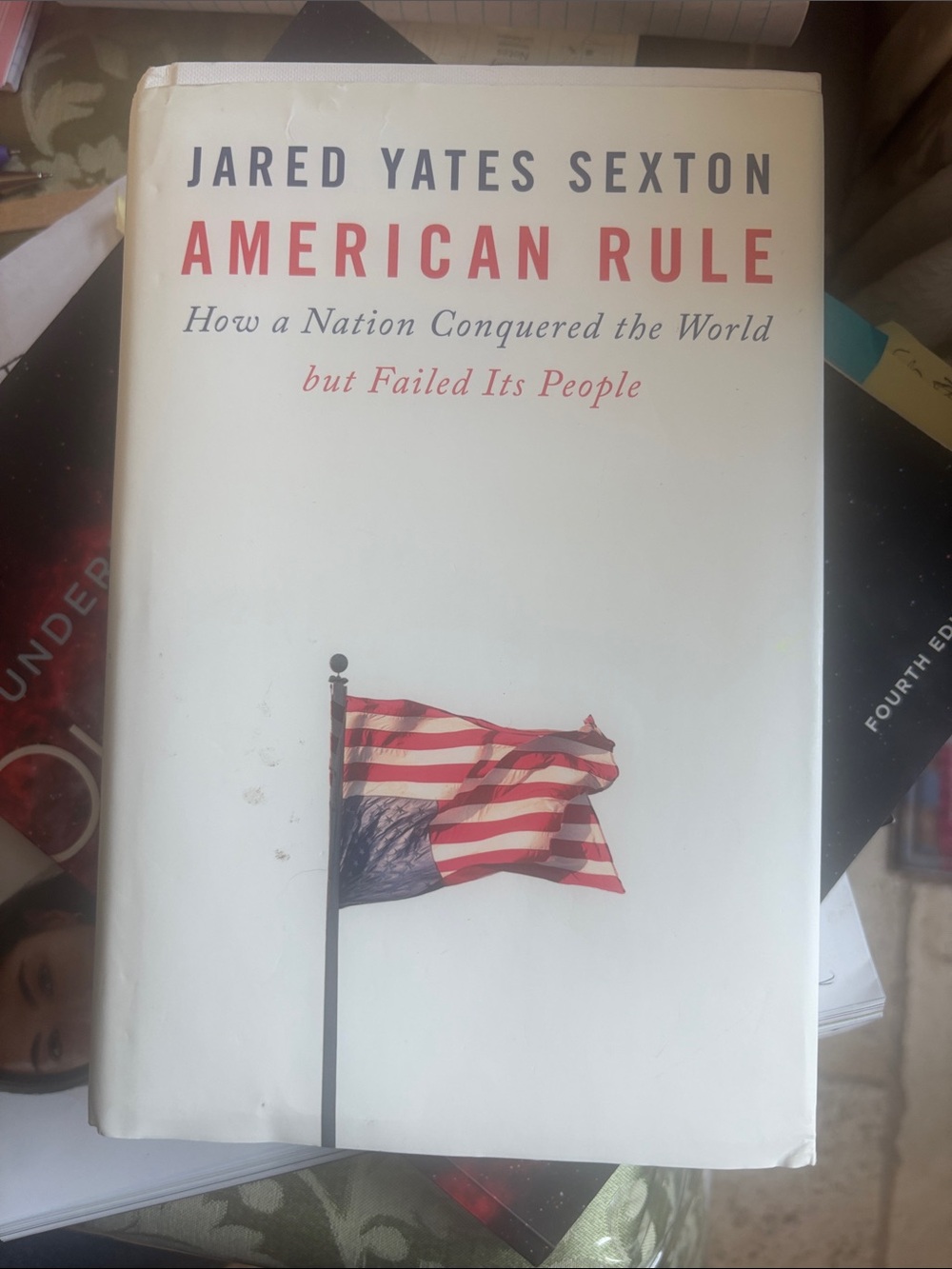 Original Penguin White Book Cover with Red and Blue Flag Graphic